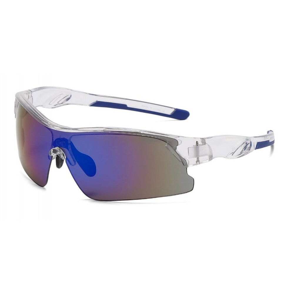 Men Sunglasses Blue Mirror Lens Wrap Around Driving Running Fishing Style Lentes